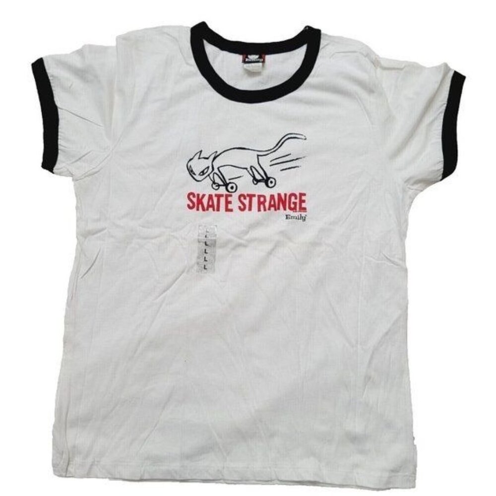 Vintage Emily the Strange Tshirt, Skate Strange, White, Medium